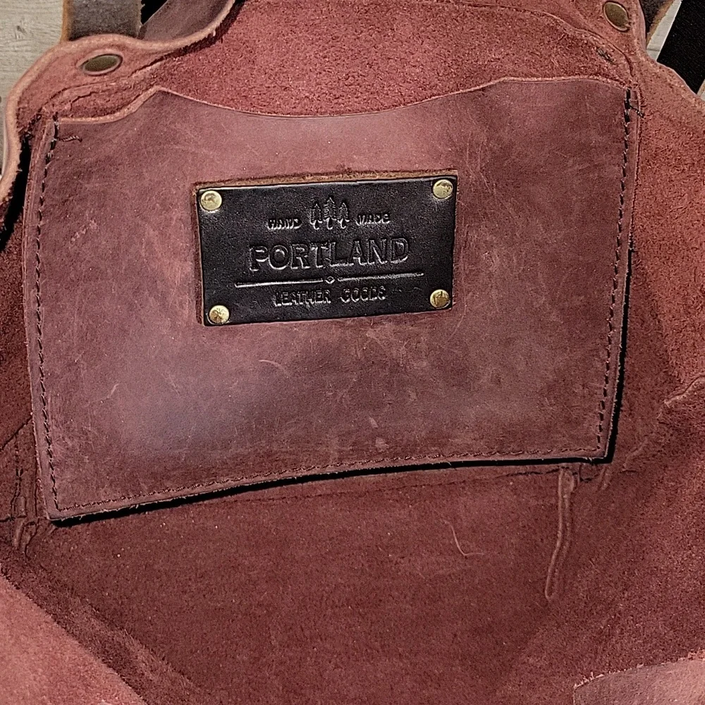 Portland Leather Goods Thick Leather Tote Bag in Burgundy